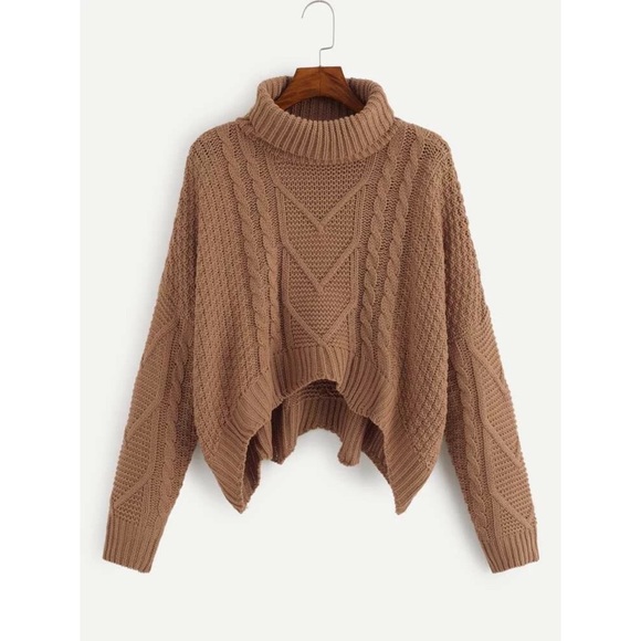 Mile High Clozet Sweaters - Mixed Knit Asymmetrical Hem Sweater
